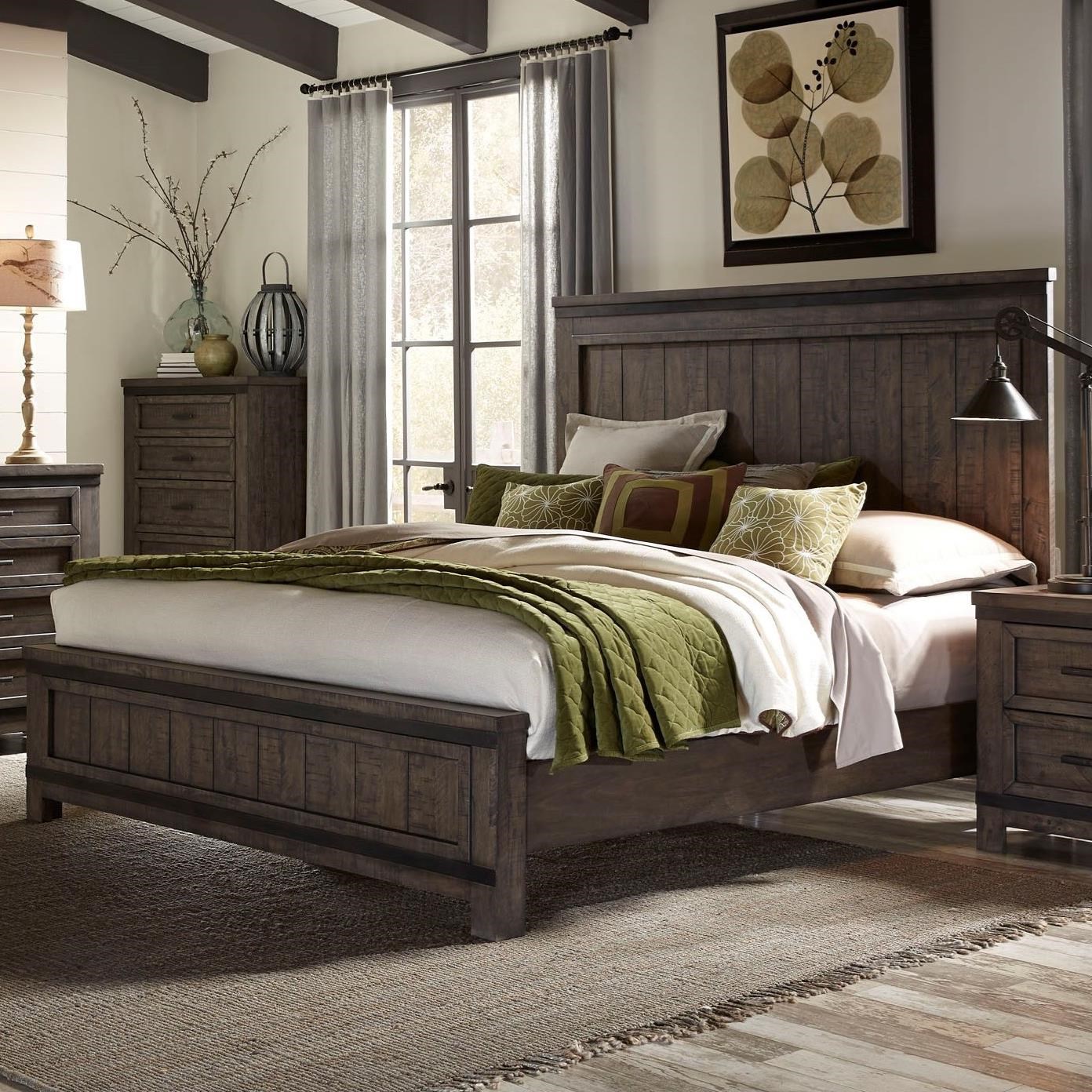 Libby Thornwood Hills King Panel Bed Walker's Furniture Panel Beds